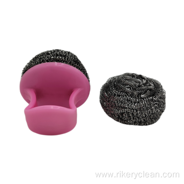 Stainless Steel Scourer with Plastic Grip Handle